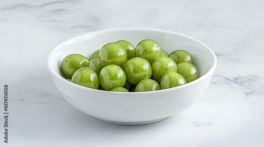 Fresh Green Grapes on a Marble Surface Fresh Green Grapes on a Marble Surface