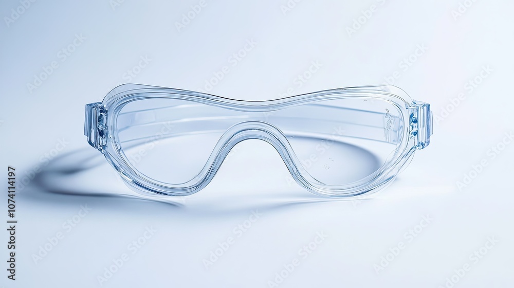 Clear Safety Goggles on Light Background Clear Safety Goggles on Light Background