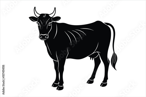 Принти на полотні cow vector,  icon vector illustration, cow silhouette of a cow isolated on a whi