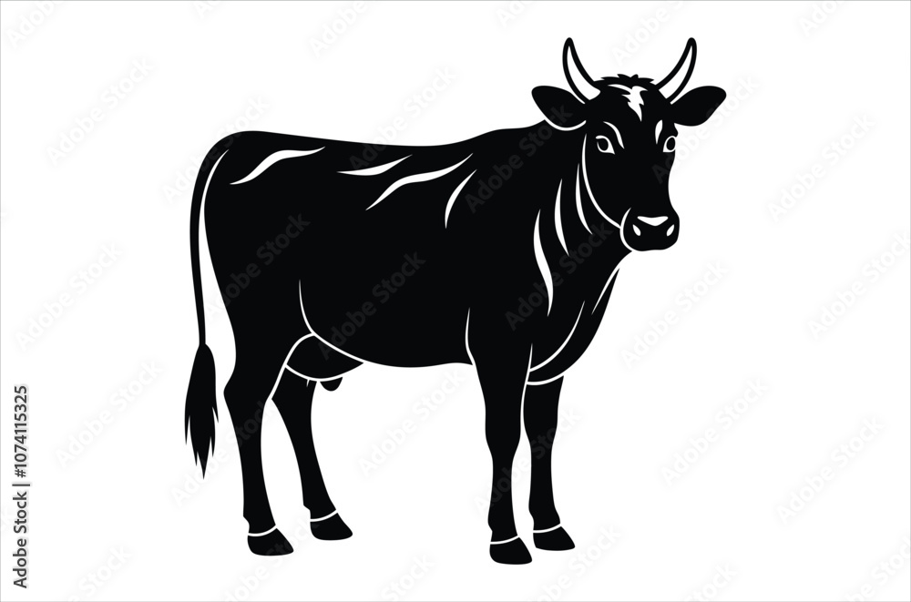 Fototapeta premium cow vector, icon vector illustration, cow silhouette of a cow isolated on a white background, eps, png, svg, vector,