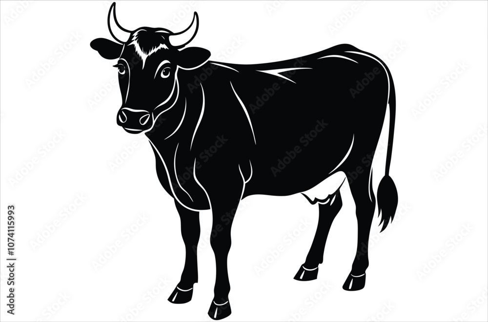 Fototapeta premium cow vector, icon vector illustration, cow silhouette of a cow isolated on a white background, eps, png, svg, vector,