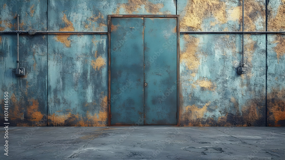Rustic Industrial Background with Rusty Door Rustic Industrial Background with Rusty Door
