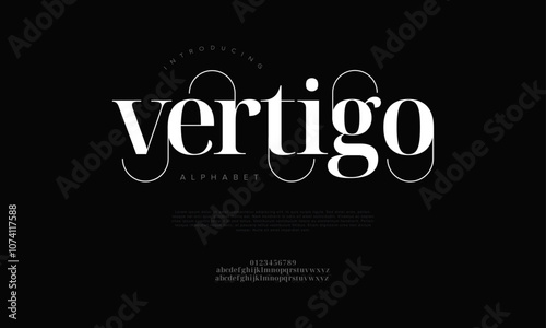 Vertigo typography beauty fashion elegant minimalist serif italic fonts decorative wedding vintage retro logos. Minimal luxury font alphabet logo. Vector illustration