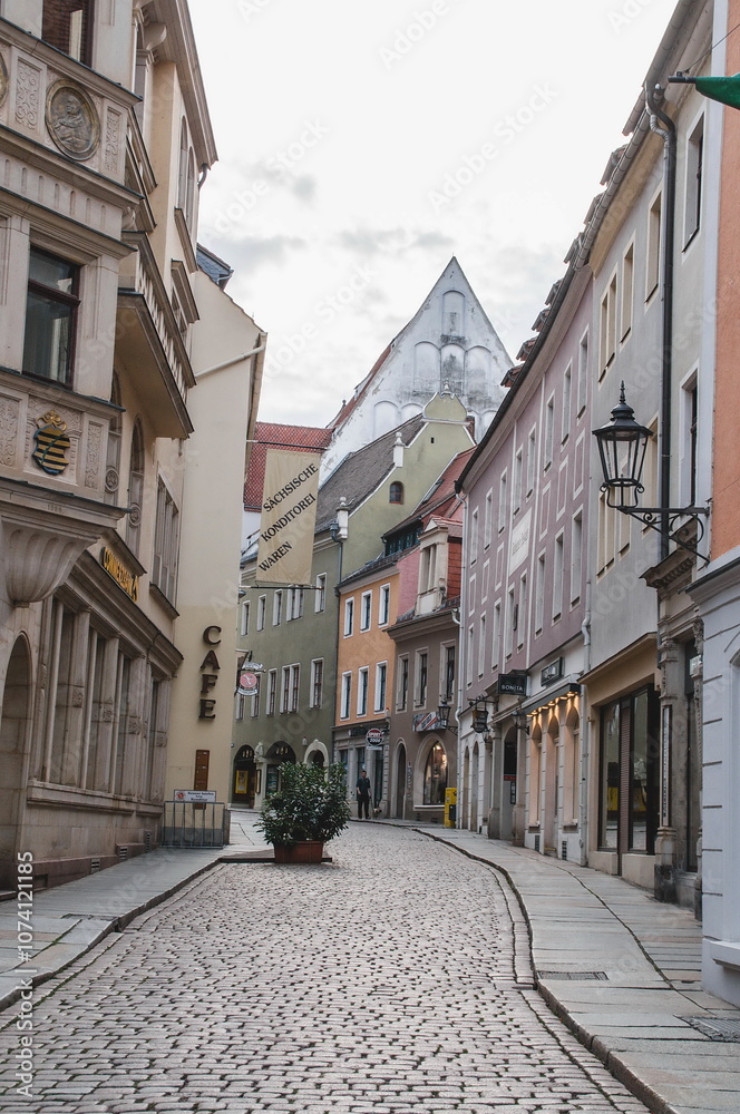 Fototapeta premium narrow street view of the town of Meissen