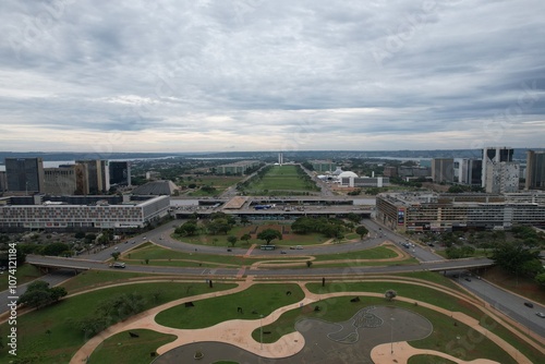 Aerial view of Monumental Axis of Brasilia, Brazil