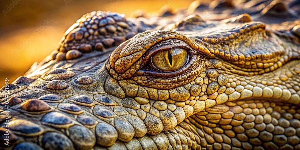 Fototapeta premium Minimalist Photography of Crocodile Skin Texture Showcasing Unique Patterns and Colors in a Soft Natural Light Setting for a Sophisticated Aesthetic Appeal