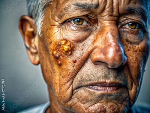 Minimalist Photography of Skin Cancer Awareness: Close-Up of Skin Lesions and Textures Highlighting the Importance of Prevention and Early Detection in a Simple, Clean Composition