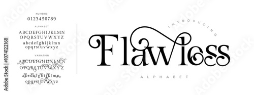 Flawless typography beauty fashion elegant minimalist serif italic fonts decorative wedding vintage retro logos. Minimal luxury font alphabet logo. Vector illustration