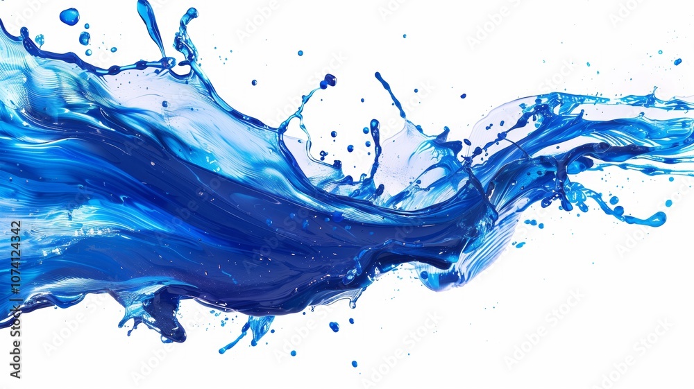 A dynamic splash of vivid blue liquid, captured in mid-motion with twisting shapes and fluid lines A dynamic splash of vivid blue liquid, captured in mid-motion with twisting shapes and fluid lines