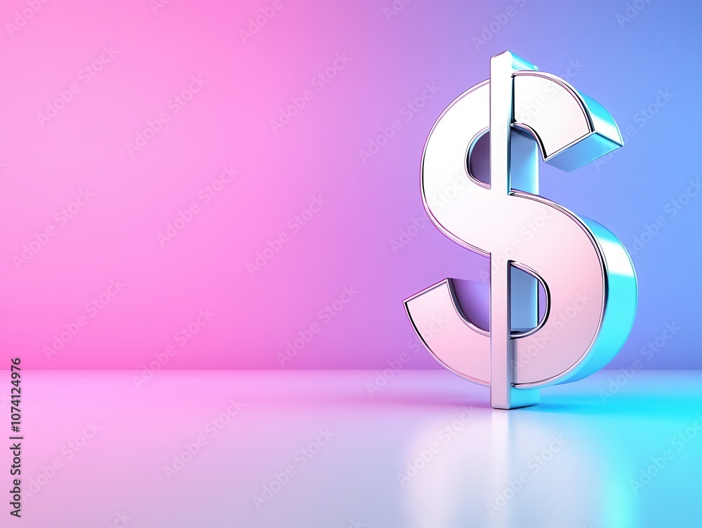A shiny dollar sign stands prominently against a colorful gradient background, symbolizing wealth and finance. A shiny dollar sign stands prominently against a colorful gradient background, symbolizing wealth and finance.