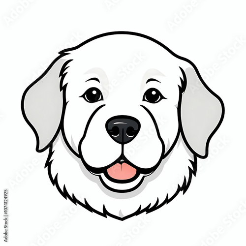 Kuvasz dog head logo cartoon illustration, dog breed icon clip art element photo