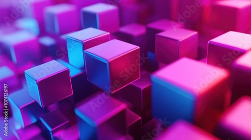 Abstract composition of colorful, reflective cubes creating a vibrant 3D effect.