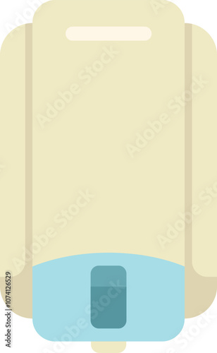 Simple icon of a wall mounted electric water heater providing hot water to a residential building