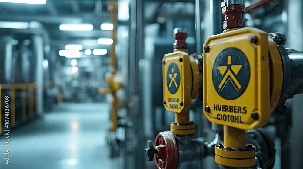 Industrial Pipes and Valves in a Production Facility Industrial Pipes and Valves in a Production Facility