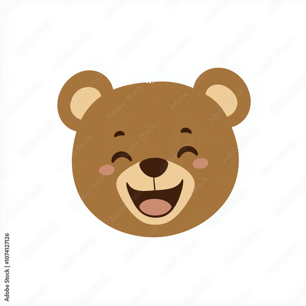 Cute adorable happy brown teddy bear face cartoon illustration isolated on a white background Cute adorable happy brown teddy bear face cartoon illustration isolated on a white background