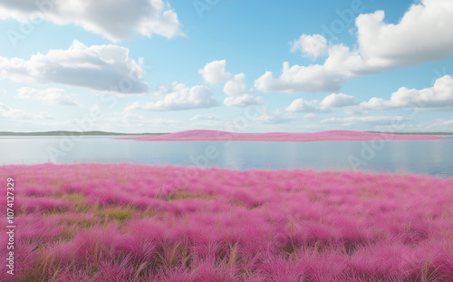 Dreamlike pink flower sea, charming like a fairyland photo