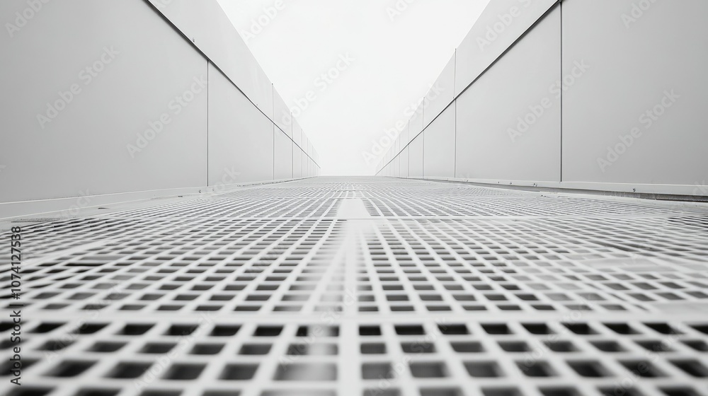 Obraz premium Perspective View of Industrial Grate on a Cloudy Day