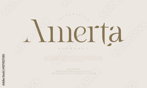 Amerta typography beauty fashion elegant minimalist serif italic fonts decorative wedding vintage retro logos. Minimal luxury font alphabet logo. Vector illustration