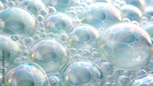 "Close-Up of White Soap Bubbles Texture on Soft Surface" 