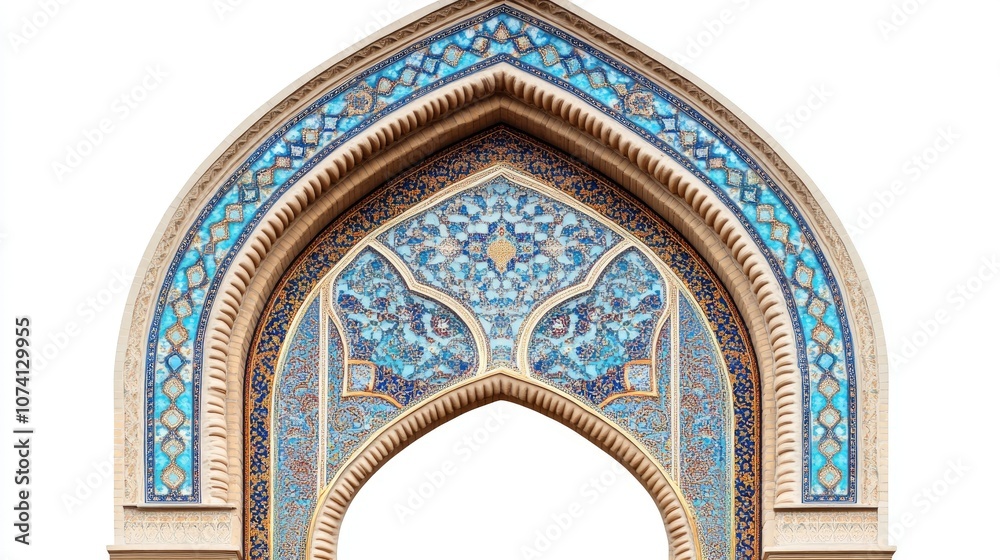 Fototapeta premium Intricate Architectural Design with Blue Mosaic Patterns