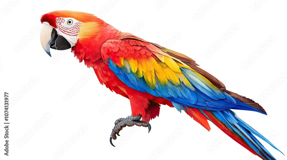 Fototapeta premium Vibrant Scarlet Macaw with Colorful Feathers