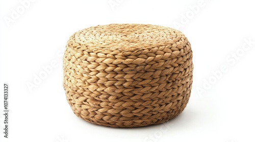 Woven Natural Fiber Ottoman for Home Decor