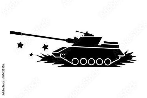 Tank army silhouette vector illustration.