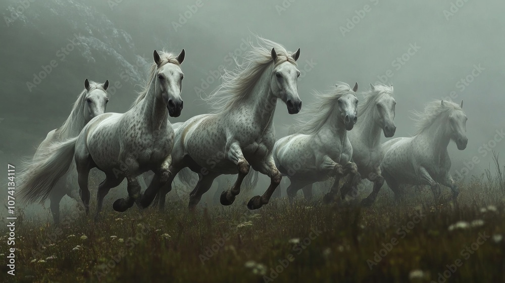 White Horses Galloping Through Mist White Horses Galloping Through Mist