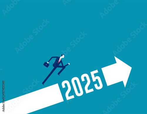 2025. Businessman with overcome business difficulties