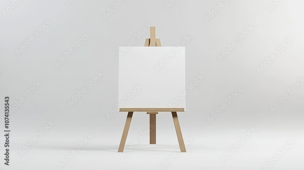 Blank Canvas on Easel Ready for Artistic Creation Blank Canvas on Easel Ready for Artistic Creation