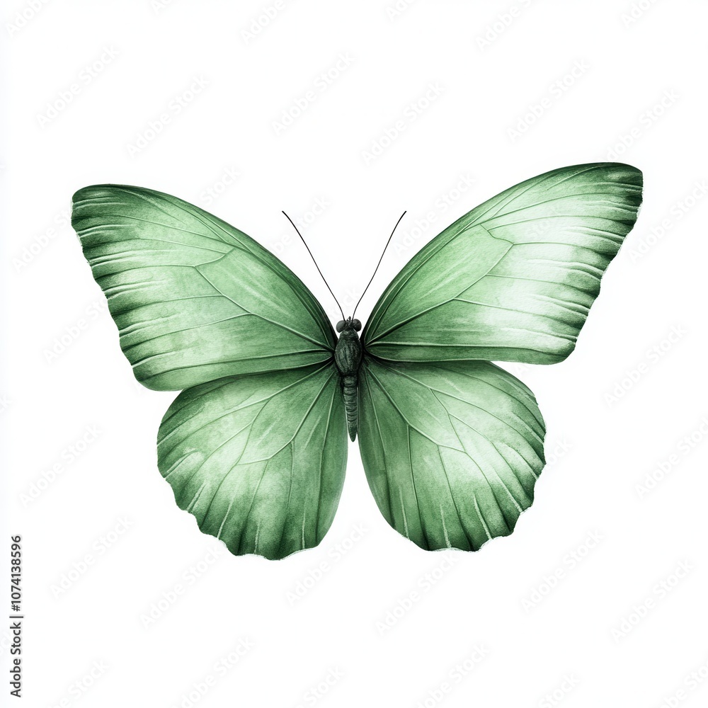 Fototapeta premium A delicate green butterfly with intricate wings, showcasing natural beauty and elegance.