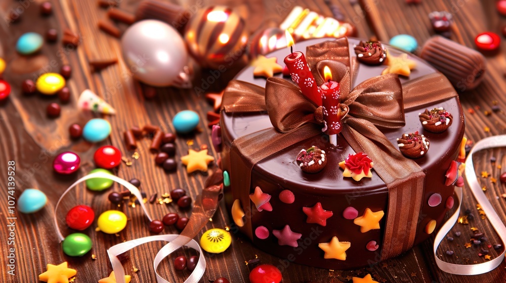 Naklejka premium Joyful Happy Birthday Gift Pictures: Celebrating Special Moments
