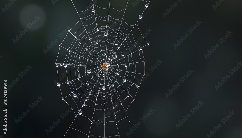 Naklejka premium spider web with dew drops isolated with white highlights, png