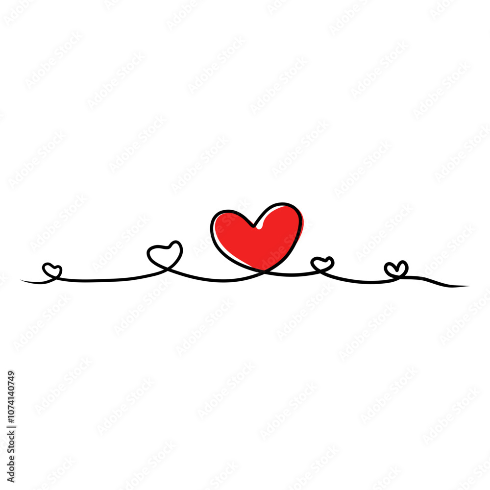 line art drawing of simple heart sign.