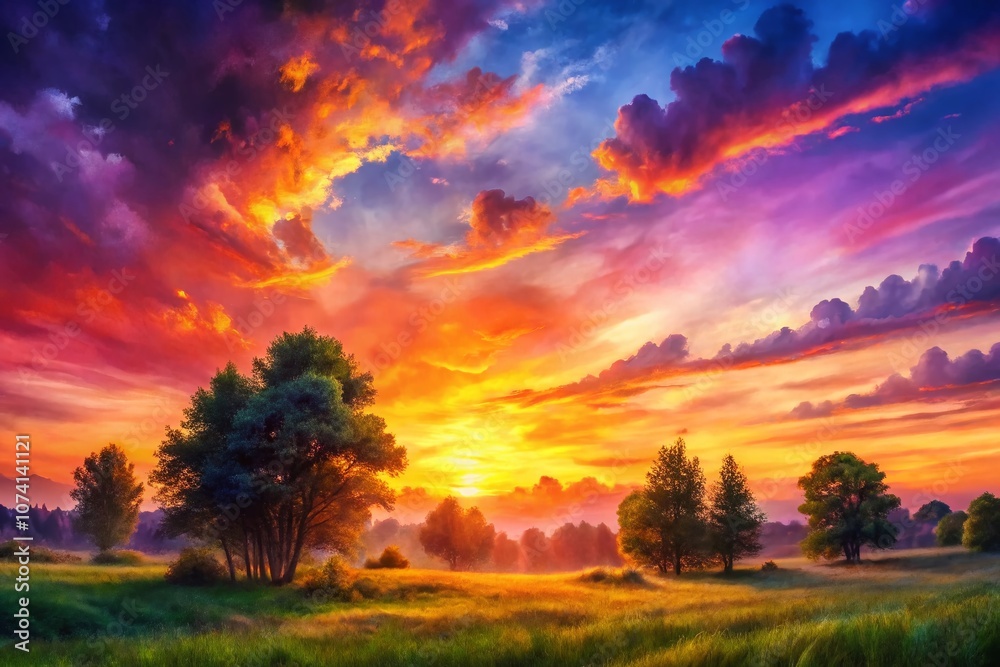Serene Sunset Painting in Watercolor: A Vibrant Blend of Warm Colors and Soft Brushstrokes Capturing the Tranquility of Dusk Over a Picturesque Landscape Serene Sunset Painting in Watercolor: A Vibrant Blend of Warm Colors and Soft Brushstrokes Capturing the Tranquility of Dusk Over a Picturesque Landscape