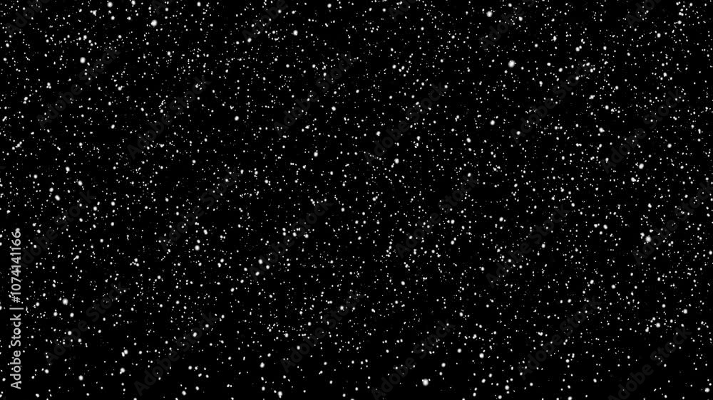 Snow falling over black background. Snowfall overlay, green screen, alpha effect -4k Seamless Loop