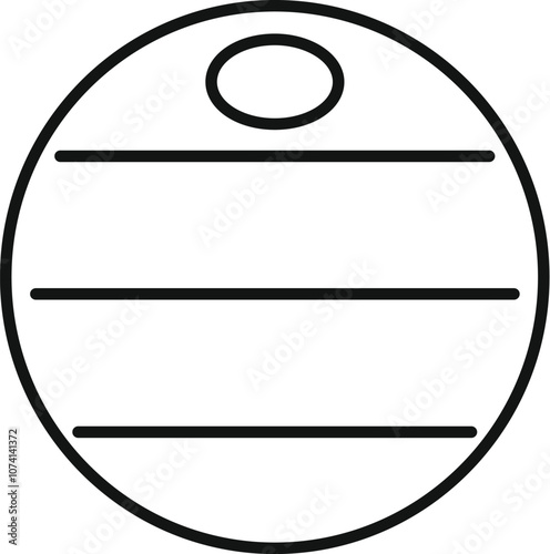 Simple round label with horizontal lines and a hole at the top, perfect for adding custom text or designs
