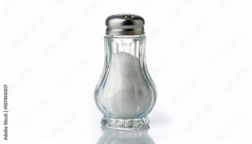 Salt Shaker on White Background Isolated. Full Shot of Kitchen Utensils. Salt Shaker on White Background Isolated. Full Shot of Kitchen Utensils.
