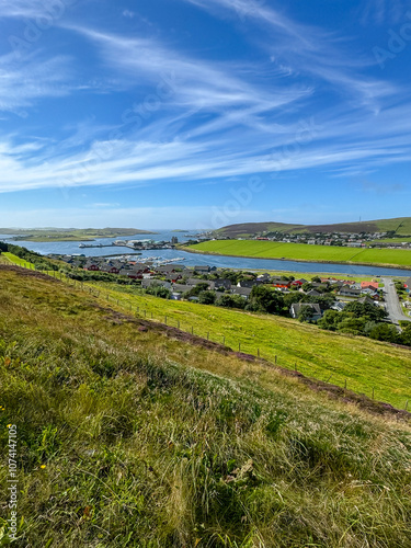 Scalloway, Shetland Islands: - August 14, 2024: Views of the region around Scalloway in Scotland's Shetland Islands 