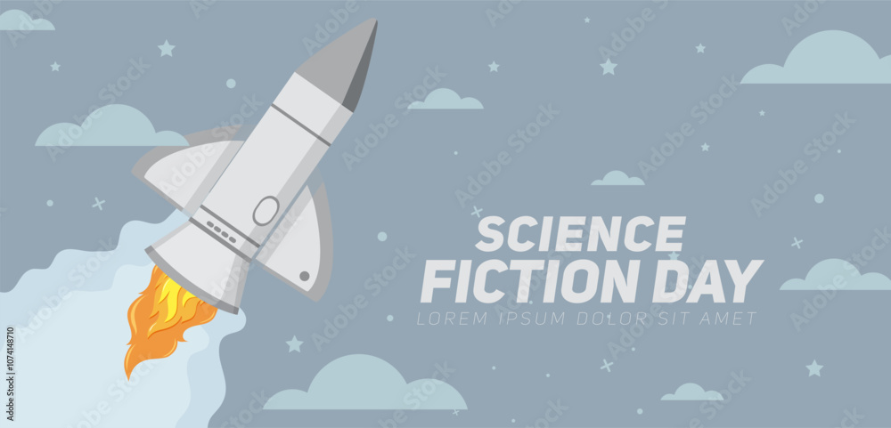 Naklejka premium Banner design template for National Science Fiction Day