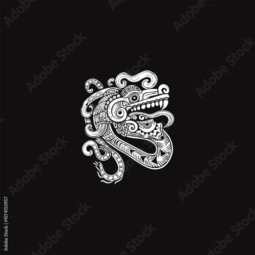 Mayan Dragon animal aztec totem logo design vector