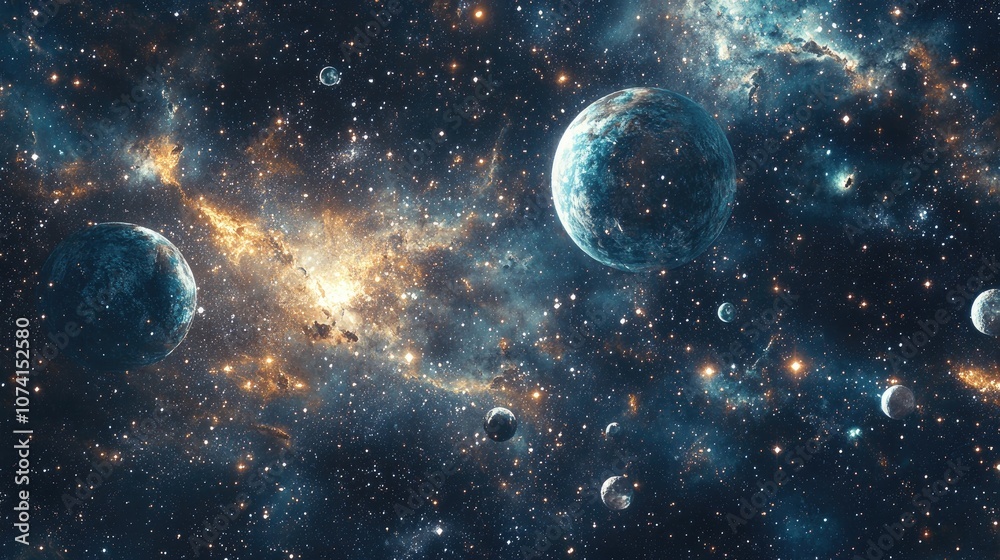 2D illustration of a realistic star pattern set in deep space featuring stars planets and moons showcasing various imaginative science fiction backdrops and cosmic scenes 2D illustration of a realistic star pattern set in deep space featuring stars planets and moons showcasing various imaginative science fiction backdrops and cosmic scenes