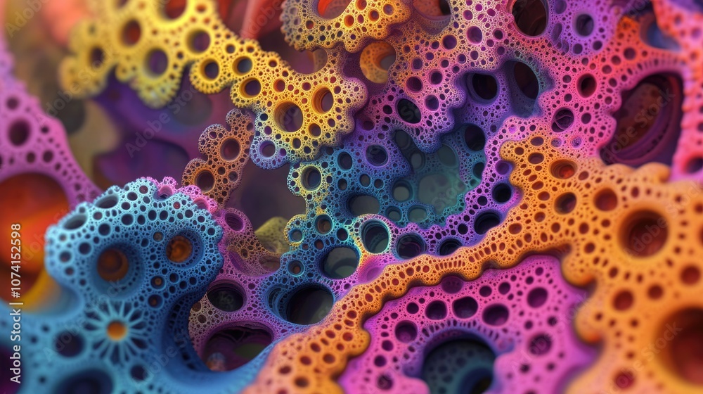 Vibrant and chaotic fantasy fractal pattern Abstract 3D rendered shapes create an engaging background or wallpaper Vibrant and chaotic fantasy fractal pattern Abstract 3D rendered shapes create an engaging background or wallpaper