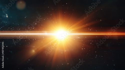 Digital lens flare on a black background in a horizontal layout photo