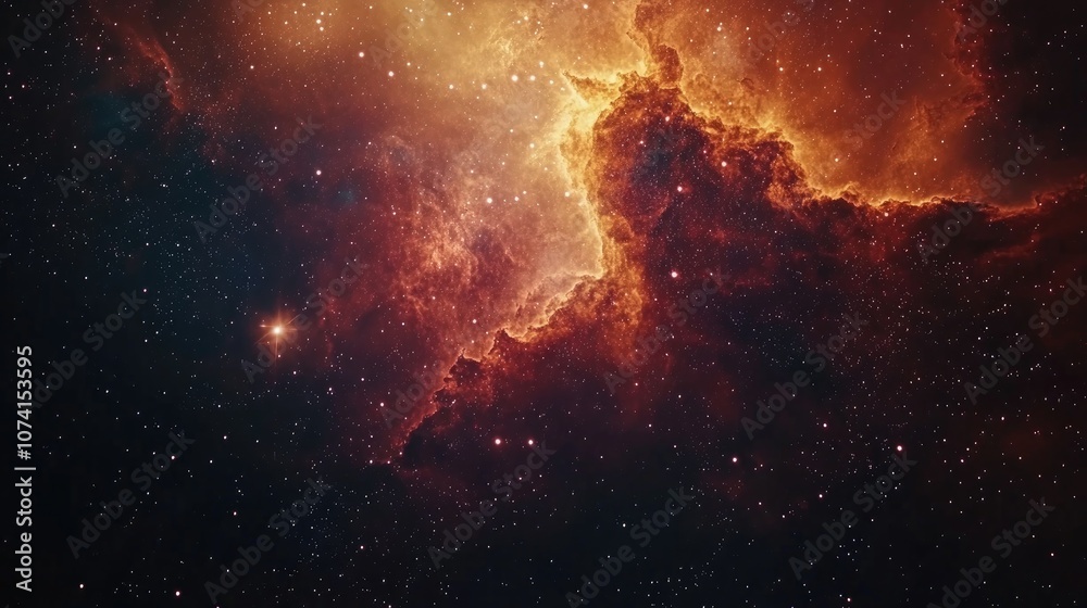 Obraz premium Mysterious celestial body in the cosmos Vibrant space nebula with a cluster of stars Abstract outer space backdrop 3D rendering
