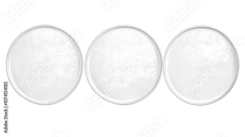 Set of Three White Ceramic Plates on a Transparent Background Generative AI