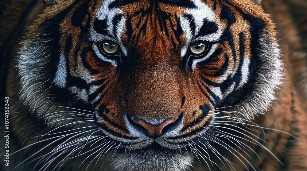 Fototapeta premium High resolution illustration of a tiger s face