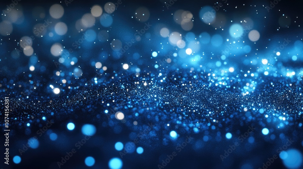 Numerous shimmering blue particles in a vast space captured in slow motion creating an abstract backdrop through computer generation 3D rendered imagery Numerous shimmering blue particles in a vast space captured in slow motion creating an abstract backdrop through computer generation 3D rendered imagery