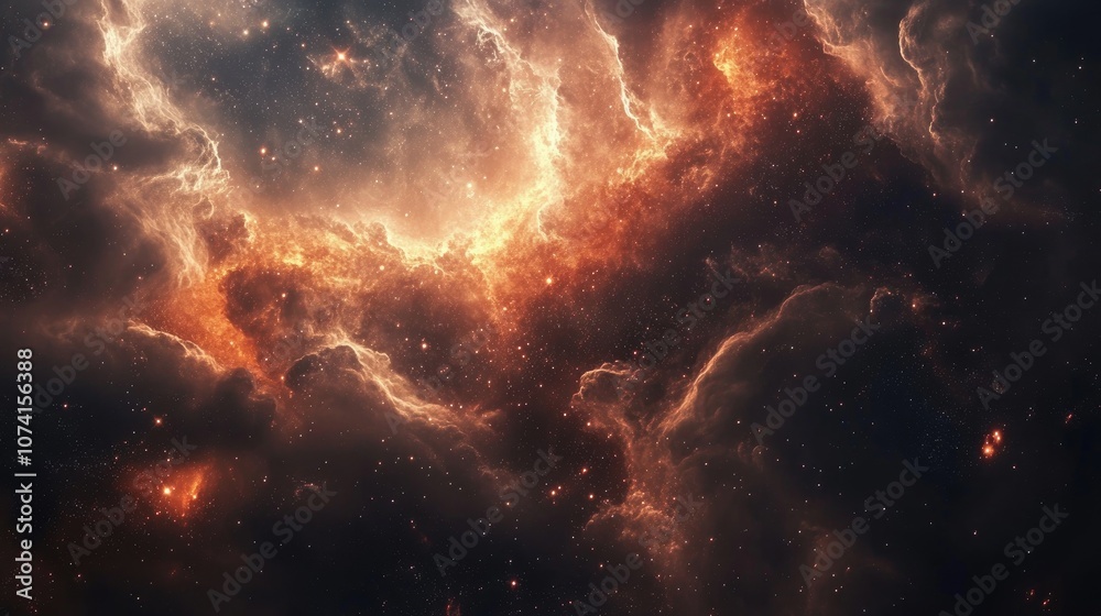 Fototapeta premium Nebula filled with stars dust and gas in a distant galaxy