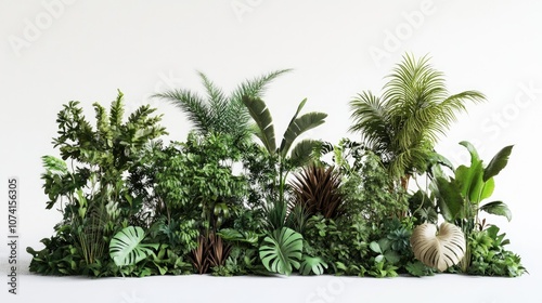 3D rendering of tropical vegetation against a white backdrop